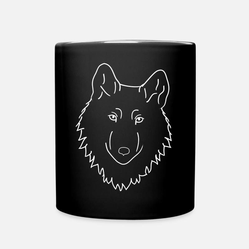 Wolf - white - Full Colour Mug - black