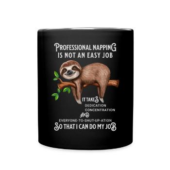 Paresseux Drôle en disant Humour de bureau - Mug uni - noir - Devant