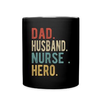 Infirmière Papa Mari Héros - Mug uni - noir - Devant