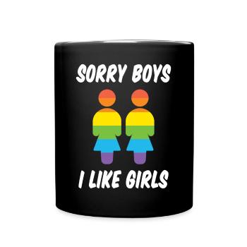 Désolé les garçons, j’aime les filles - Mug uni - noir - Devant