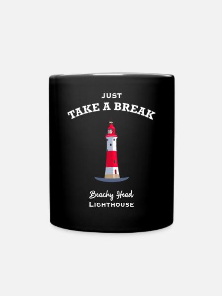 England, East Sussex, Beachy Head Lighthouse Pause - Tasse einfarbig - Schwarz