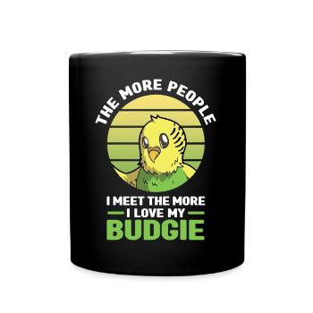 Budgerigar | Pet Bird Read Book Gift - Full Colour Mug - black - Front