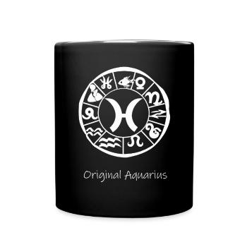 Sternzeichen Wassermann 001 weiß - Tasse einfarbig - Schwarz - Vorne