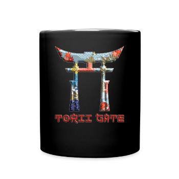Distressed Torii Gate Rising Sun Japanese Gate 41 - Full Colour Mug - black - Front
