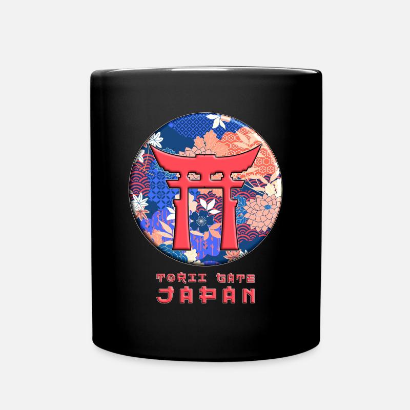 Torii Traditionelles japanisches Tor Berg Blumen - Tasse einfarbig - Schwarz
