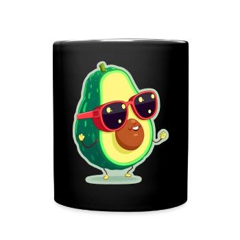 Niedliche Avocado Brille Vegetarier Veganer - Tasse einfarbig - Schwarz - Vorne