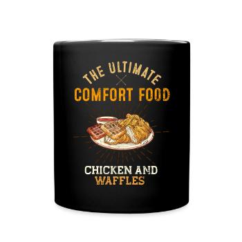 Chicken Waffles Ultimate Comfort Food Funny Fast F - Full Colour Mug - black - Front