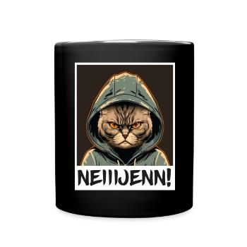 Nein! Katze Büro Morgenmuffel Sarkasmus Kollege - Tasse einfarbig - Schwarz - Vorne