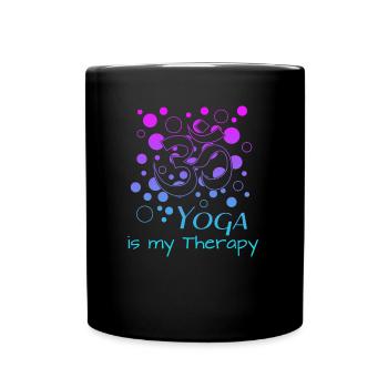 Yoga Om is my Therapy - Tasse einfarbig - Schwarz - Vorne