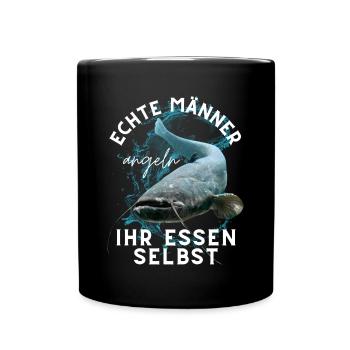 ECHTE MÄNNER - Angler angeln ANGEL - Tasse einfarbig - Schwarz - Vorne