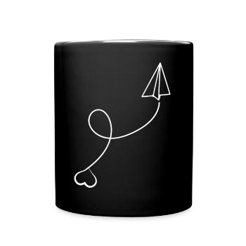 Avion en papier Avion en papier avec le cœur - Mug uni - noir - Devant