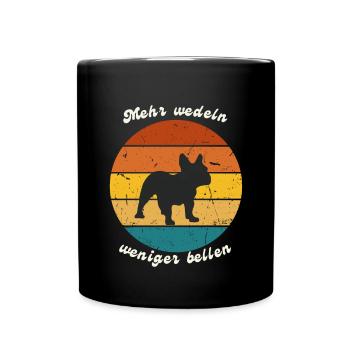Mehr wedeln, weniger bellen Bulldogge - Tasse einfarbig - Schwarz - Vorne