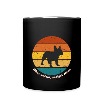 Mehr wedeln, weniger bellen Bulldogge - Tasse einfarbig - Schwarz - Vorne