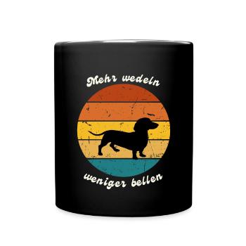 Mehr wedeln, weniger bellen Dackel - Tasse einfarbig - Schwarz - Vorne