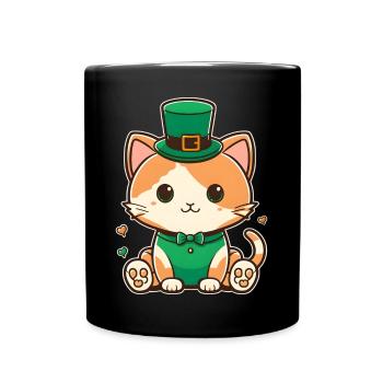 Leprechaun kitten in the green - Full Colour Mug - black - Front