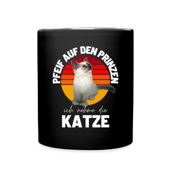 Lustiger Katzen Spruch Katze Kätzchen Kitten - Tasse einfarbig - Schwarz - Vorne