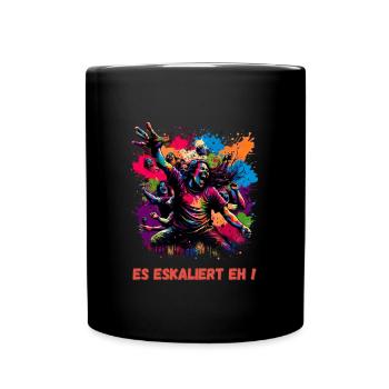 Lustiges T-Shirt für Festival, Party, feiern, Spaß - Tasse einfarbig - Schwarz - Vorne