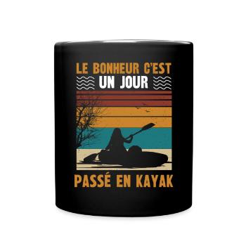 le bonheur c'est un jour passé en kayak - Mug uni - noir - Devant