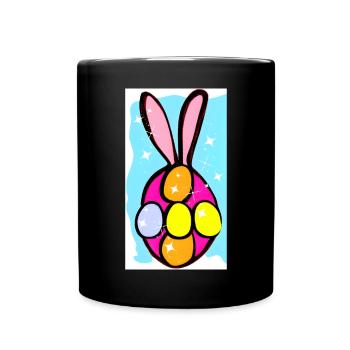 Bunte Osterhasen-Eier Illustration - Tasse einfarbig - Schwarz - Vorne
