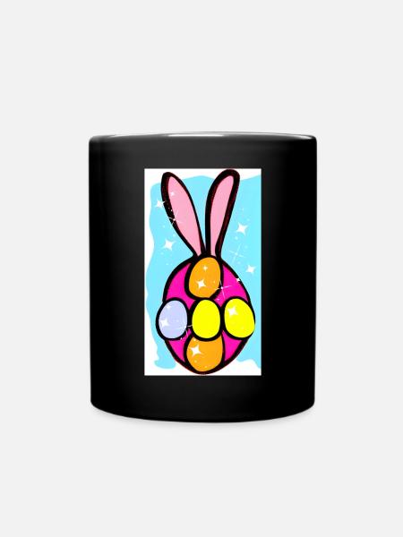 Bunte Osterhasen-Eier Illustration - Tasse einfarbig - Schwarz