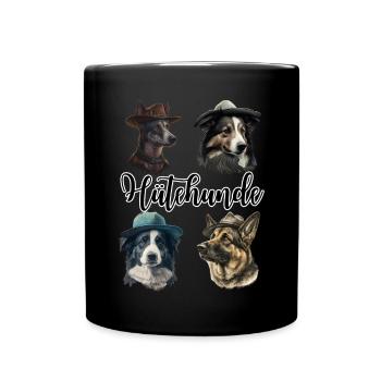 Hütehunde Hirtenhunde | Lustige Hunde mit Hüten - Tasse einfarbig - Schwarz - Vorne