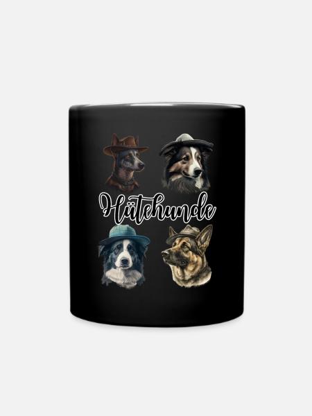 Hütehunde Hirtenhunde | Lustige Hunde mit Hüten - Tasse einfarbig - Schwarz