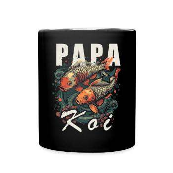 Papa Koi Japanischer Vatertag - Tasse einfarbig - Schwarz - Vorne