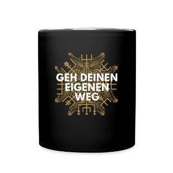 Wegweiser VEGVISIR - GEH DEINEN EIGENEN WEG - Tasse einfarbig - Schwarz - Vorne