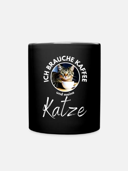 Katze Katzen Kaffee - Tasse einfarbig - Schwarz