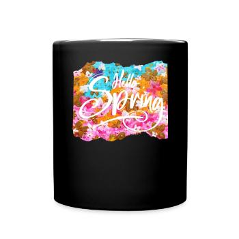 Hello Spring - Frühling - Sonja Ariel von Staden - Tasse einfarbig - Schwarz - Vorne