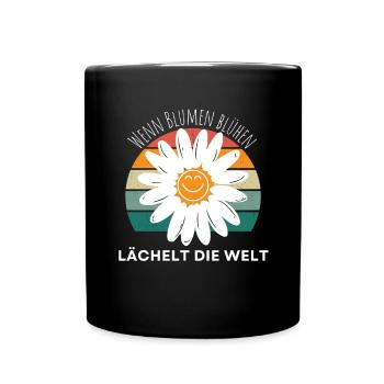 Blumen Garten Gärtner Blumenstrauß BLUMENLIEBE - Tasse einfarbig - Schwarz - Vorne