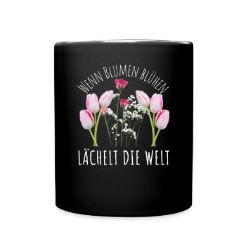 Blumen Garten Gärtner Blumenstrauß BLUMENLIEBE - Tasse einfarbig - Schwarz - Vorne
