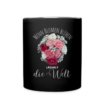 Blumen Garten Gärtner Blumenstrauß BLUMENLIEBE - Tasse einfarbig - Schwarz - Vorne