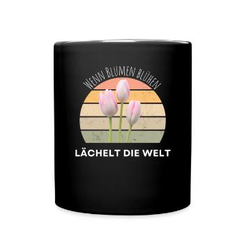 Blumen Garten Gärtner Blumenstrauß BLUMENLIEBE - Tasse einfarbig - Schwarz - Vorne