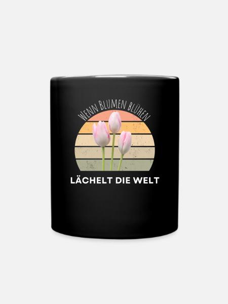 Blumen Garten Gärtner Blumenstrauß BLUMENLIEBE - Tasse einfarbig - Schwarz