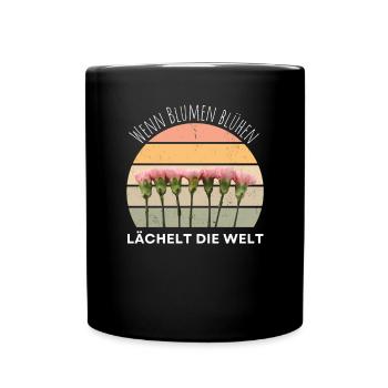 Blumen Garten Gärtner Blumenstrauß BLUMENLIEBE - Tasse einfarbig - Schwarz - Vorne