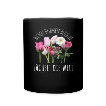 Blumen Garten Gärtner Blumenstrauß BLUMENLIEBE - Tasse einfarbig - Schwarz - Vorne