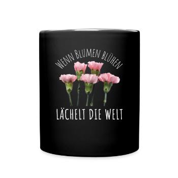 Blumen Garten Gärtner Blumenstrauß BLUMENLIEBE - Tasse einfarbig - Schwarz - Vorne