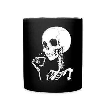 Sarcastique Drôle Squelette Buvant du café expresso - Mug uni - noir - Devant