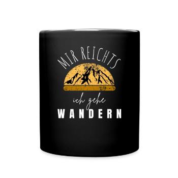 WANDERN Berge Bergsteigen WANDERWEG - Tasse einfarbig - Schwarz - Vorne