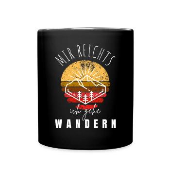 WANDERN Berge Bergsteigen WANDERWEG - Tasse einfarbig - Schwarz - Vorne