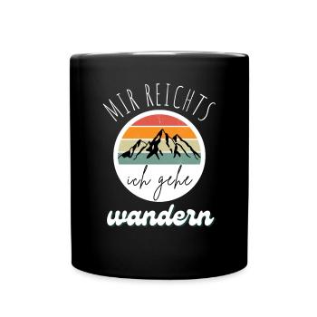WANDERN Berge Bergsteigen WANDERWEG - Tasse einfarbig - Schwarz - Vorne
