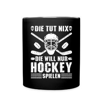 Die Tut Nix Eishockey Spielen - Tasse einfarbig - Schwarz - Vorne