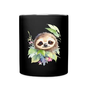 Faultier - Tasse einfarbig - Schwarz - Vorne
