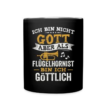 Flügelhorn Blasmusik Musiker Blasinstrument Lustig - Tasse einfarbig - Schwarz - Vorne