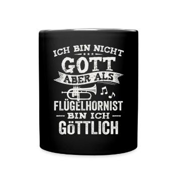 Flügelhorn Blasmusik Musiker Blasinstrument Lustig - Tasse einfarbig - Schwarz - Vorne