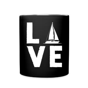 LOVE SAILING BOAT SAIL SHIP SEGELSCHIFF - Tasse einfarbig - Schwarz - Vorne