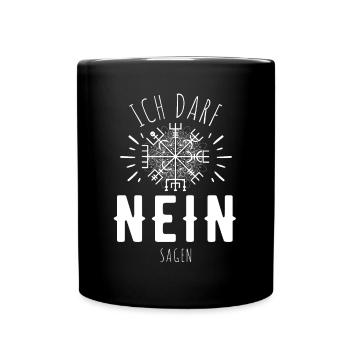 Wegweiser RUNEN Motivation - VEGVISIR - Tasse einfarbig - Schwarz - Vorne