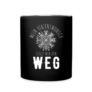 Wegweiser RUNEN Motivation - VEGVISIR - Tasse einfarbig - Schwarz - Vorne