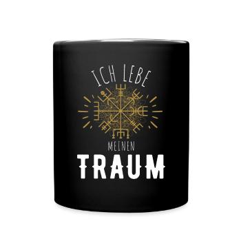 Wegweiser RUNEN Motivation - VEGVISIR - Tasse einfarbig - Schwarz - Vorne